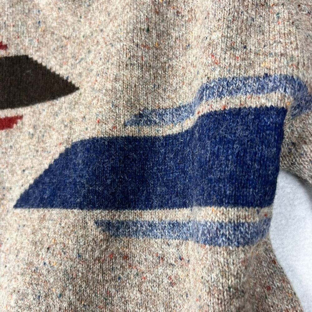 Vintage Robert Bruce Sweater Mens M Wool Red Blue Geometric Pattern Heavyweight - Picture 5 of 13